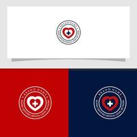 logotyp mall medicinsk och hälsovård med korstecken och hjärta vektor