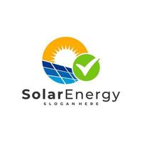 Überprüfen Sie die Solarlogo-Vektorvorlage, kreative Konzepte für das Design von Solarpanel-Energielogos vektor