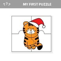 Puzzlespiel für Kinder - Weihnachtstiger, Bildungsspiel für Kinder vektor