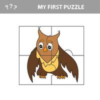einfaches pädagogisches Papierspiel für Kinder. einfache kinderanwendung mit eule vektor