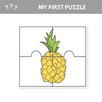 Puzzle. Teile von Ananas. pädagogisches Kinderspiel, Arbeitsblatt vektor