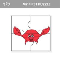 Puzzle-Aktivität für Kinder. Tiere Thema. lustige Krabbe. Aktivität für Kinder im Vorschulalter vektor
