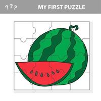 my first puzzle - einfaches lehrreiches Papierspiel für Kinder mit Wassermelone vektor