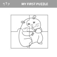 Puzzle-Puzzle-Spiel für Kinder - Tierhamster - Arbeitsblattteile Cartoon-Vektor vektor