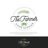 grön bonde logotyp minimalistiskt jordbruk logotyp designkoncept, gård badge symbol, ikon, illustration vektor