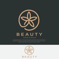 premium linje stil minimalistisk blomdesign blomblad logotyp in. skönhet kosmetika, spa, yoga vektor