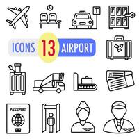Flughafen. einstellen von Flughafen verbunden Symbole. enthält verschiedene Flughafen verbunden Symbole. vektor