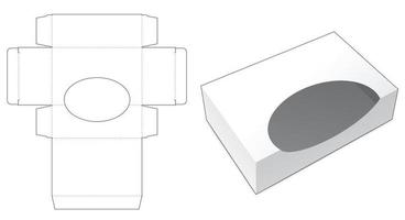 enkel låda med utstansad mall för ellipsfönster vektor