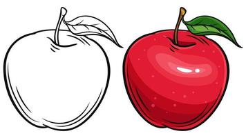 färskt äpple och siluett på vit bakgrund vektor