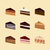 vektor illustration uppsättning tårta 3d, platt ikon. färgglada söta kakor.