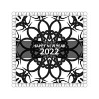 Frohes neues Jahr 2022 in handgezeichneten indischen Ornament Mandala vektor