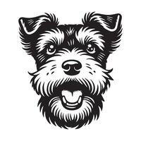 Seenland Terrier Gesicht Logo, Seenland Terrier Hund Clip Art Illustration im schwarz und Weiß vektor