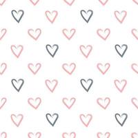 Rosa und graue Herzen gemalt mit Pinsel auf weißem Hintergrund, nahtloses Vektormuster vektor