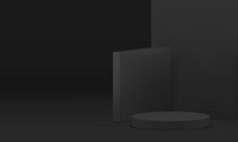 schwarz 3d Podium Zylinder Sockel spotten oben zum Produkt Show realistisch Illustration vektor