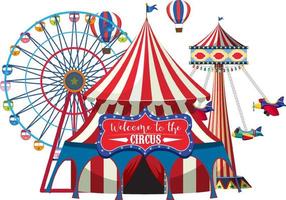 cirkus kupol på nöjesfält på vit bakgrund vektor