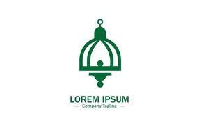 islamic lykta emblem illustration, ramadan lampa logotyp ikon grön silhuett vektor