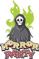 Horror-Party-Halloween-Banner mit gruseligem Geist vektor