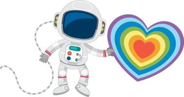 astronaut med färgglada regnbåge hjärta vektor