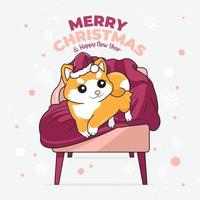 frohe weihnachten grußkarten süßer hund vektorillustration pro download vektor