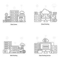 Datenpaket, das lineare Illustrationen hostet vektor