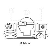 eine kreative Designillustration der mobilen virtuellen Realität vektor