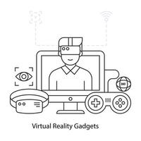 eine einzigartige Designillustration von Virtual-Reality-Gadgets vektor