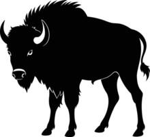 en svart och vit silhuett av en bison vektor