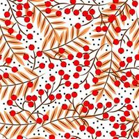 nahtloses Muster, Druck, gezeichnete Vogelbeeren mit Schatten auf hellem Hintergrund, Weihnachtsdesign für Textilien, Tapeten vektor