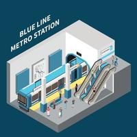 tunnelbanestation isometrisk interiör vektor