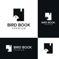 fågel bok negativt utrymme logotyp ikon vektor mall