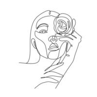 weibliches Gesicht Strichzeichnungen Vektor. minimalistische Strichzeichnung Frauengesicht. Beauty-Mode-Logo vektor