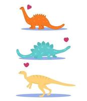 Reihe von süßen Dinosauriern. flache Vektorillustration vektor