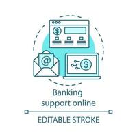 Symbol für das Online-Konzept der Bankunterstützung. Online-Bankkontoverwaltung. Finanzdienstleistung aus der Ferne. Bankkundensystemidee dünne Linie Illustration. Vektor isolierte Umrisszeichnung. bearbeitbarer Strich