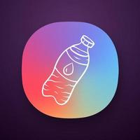 Wasserflaschen-App-Symbol. umweltfreundliche, wiederverwendbare Plastikflasche. Trinkwasser, Plastikmüll. umweltfreundliche Verpackung. ui ux-Benutzeroberfläche. Web- oder mobile Anwendung. isolierte Vektorgrafik vektor