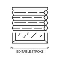 Lineares Symbol für zelluläre Schattierungen. Fensterrollos. motorisierte Jalousie zur Raumverdunkelung. Schlafzimmer Inneneinrichtung. dünne Linie Abbildung. Kontursymbol. Vektor isolierte Umrisszeichnung. bearbeitbarer Strich