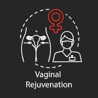 Kreidesymbol für die vaginale Verjüngung. plastische Operation der weiblichen Genitalien. vaginale medizinische Korrekturbehandlungen. Fachrichtung plastische Chirurgie. isolierte vektortafelillustration vektor