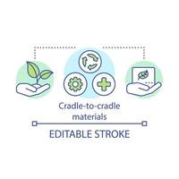 Abfallwirtschaft, Symbol für das Konzept des Cradle-to-Cradle-Materials. Null-Abfall-Auswahl und -Produkte, Umweltschutz, Recycling-Idee, dünne Linie Illustration. Vektor isolierte Umrisszeichnung. bearbeitbarer Strich