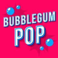 Bubblegum Pop Vintage 3D-Vektor-Schriftzug. Retro-fette Schriftart, Schriftart. Stilisierter Text der Pop-Art. Briefe im alten Schulstil. 90er, 80er Jahre Poster, Banner, T-Shirt-Typografie-Design. Rubinfarbener Hintergrund vektor