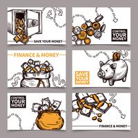 Business finance kort komposition pictograms doodle vektor