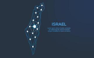 Israel Kommunikation Netzwerk Karte. niedrig poly Bild von ein global Karte mit Beleuchtung im das bilden von Städte. Karte im das bilden von ein Konstellation, stumm und Sterne vektor