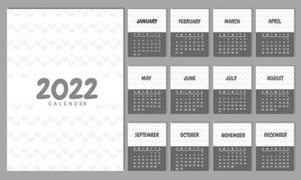Kalender 2022 trendiger minimalistischer Stil. Satz von 12 Seiten Tischkalender. minimales Kalenderplanerdesign für Druckvorlage. Vektor-Illustration vektor