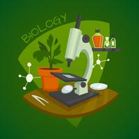 Biologie-Laborarbeitsplatz-Konzept des Entwurfes vektor