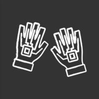 vr Handschuhe Kreidesymbol. haptische, drahtgebundene Handschuhe. Datenhandschuhe, Cyberhandschuhe. isolierte vektortafelillustration vektor