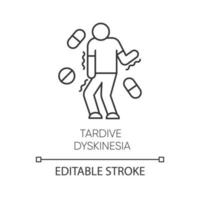 tardiv dyskinesi linjär ikon. tremor från medicinering. rörelseproblem. chorea, atetos. mental sjukdom. tunn linje illustration. kontur symbol. vektor isolerade konturritning. redigerbar linje