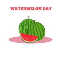 Tag der Wassermelone. Wassermelonenscheibe. flache Vektorillustration vektor