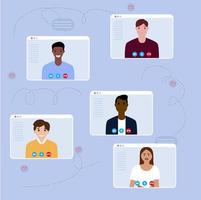 videokonferens med människor. arbetsmöte. konferens videosamtal vektor