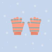 vinterhandskar. varma handskar. vinter tillbehör platt vektor illustrering