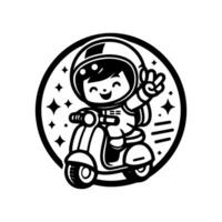 süß Astronaut Reiten Roller Karikatur Symbol Illustration. vektor
