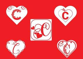 c-Brief-Logo mit Liebessymbol, Valentinstag-Design-Vorlage vektor