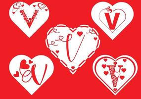 V-Brief-Logo mit Liebessymbol, Valentinstag-Design-Vorlage vektor